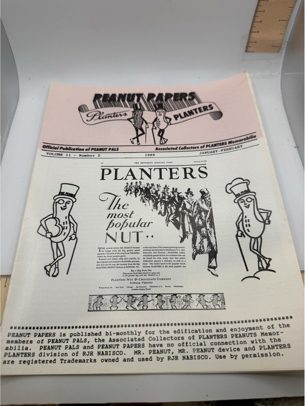1989 PEANUT PALS PAPERS Fanzine Vol. 11 #2 Jan-Feb Planter’s Memorabilia